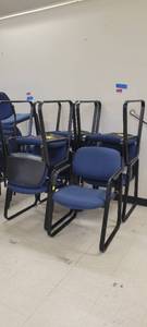 lot 2543 image: Lot of 7 Safeco Dark Blue Chairs W Armrest