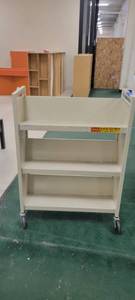 lot 13737 image: Bretford Tan 3-Tier Rolling Library Cart