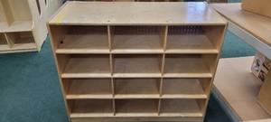 lot 13942 image: Whitney Brothers Wooden 12-Cubby Shelf