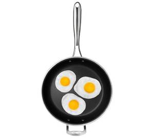 lot 3689 image: Gotham Steel Platinum 14in Aluminum Cast Textured Nonstick Skillet with Helper Handle