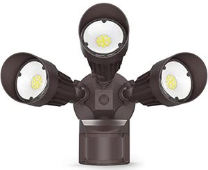 lot 3690 image: JJC 3000LM LED Security Lights Motion Sensor Flood Light Outdoor,30W(250W Equiv.),IP65 Waterproof,3000K-Warm White ETL Listed Outdoor Lighting for Garage Yard Garden Porch Brown