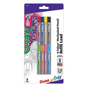 lot 3693 image: Pentel Arts Lead Pencil Refills, 2.0 mm, Assorted Colors, Pack Of 8
