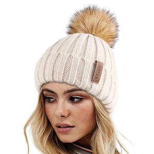 lot 3695 image: FURTALK Womens Winter Knitted Beanie Hat with Faux Fur Pom Warm Knit Skull Cap Beanie for Women