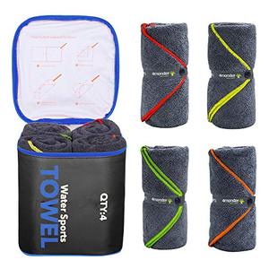 lot 3696 image: 4Monster 4 Pack Microfiber Bath Towel Camping Towel Swimming Towel Sports Towel with Accessory Bag, Quick Dry & Super Absorbent for Travel Gym Boat RV, Suitable for Adults Kids Family, 24 X 48 Inch