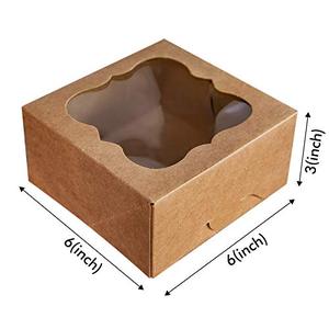 lot 3698 image: ONE MORE Brown Bakery Boxes with pvc Window for Pie and Cookies Boxes Small Natural Craft Paper Box 6x6x3inch,Pack of 15