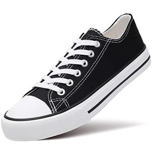 lot 3699 image: Womens Canvas Sneakers Low Top Lace Up Canvas Shoes Fashion Comfortable(Black,US11)
