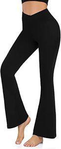 lot 3720 image: Womens Bootcut Yoga Pants - Flare Leggings for Women High Waisted Crossover Workout Lounge Bell Bottom Jazz Dress Pants (Large, Black)