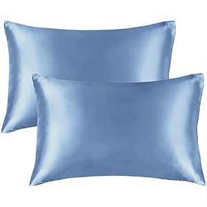 lot 3728 image: BEDELITE Satin Silk Pillowcase for Hair and Skin, Airy Blue Pillow Cases Standard Size Set of 2 Pack Super Soft Pillow Case with Envelope Closure (20x26 Inches)