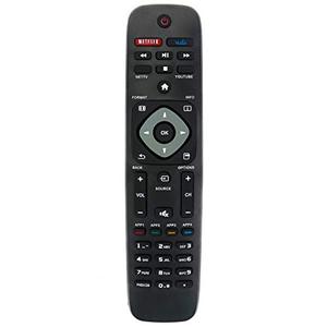 lot 3735 image: New Replacement Remote Control fit for Philips LCD LED TV 28PFL4609 28PFL4909 32PFL4609 32PFL4909 40PFL4609 40PFL4909 43PFL4609 43PFL4909 49PFL4609 with 3 Shortcut Key Netflix Vudu and YouTube
