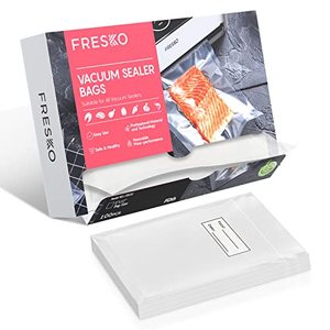 lot 3736 image: Vacuum Sealer Bags Pint Size 100 Pack 6x10IN, FRESKO Seal a Meal Vac Sealers, Sous Vide Vaccume Safe, BPA Free, Heavy Duty Commercial Grade, Precut Storage Bag Universal Design