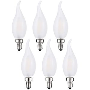 lot 3737 image: Frosted LED Candelabra Bulbs 60 Watt Flame Tip Chandelier Light Bulb, 6W Smooth Dimmable 3000K Soft White Frosted Glass with E12 Candelabra Base, 6 Pack