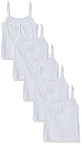 lot 3745 image: Hanes girls Toddler 5-pack Cotton Cami (Assorted) undershirts, White, 4-5T US