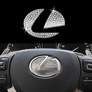 lot 3746 image: UREHEPO Bling Car Steering Wheel Logo Caps Diamond Decoration Compatible with Lexus ES NX RX IS CT LX GS RC GS-F RC-F(Small), DIY Steering Wheel Emblem Crystal Decal Decoration Cover Sticker
