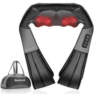 lot 3753 image: Nekteck Shiatsu Neck and Back Massager with Soothing Heat, Electric Deep Tissue 3D Kneading Massage Pillow for Shoulder, Leg, Body Muscle Pain Relief, Home, Office, and Car Use