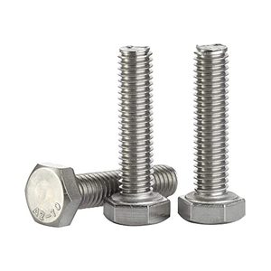 lot 3765 image: M6 x 20mm Hex Head Screw Bolt, Fully Threaded, Stainless Steel 18-8, Plain Finish, Quantity 50