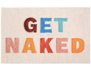 lot 3768 image: UIOIU Get Naked Bath Mat Cute Bathroom Rugs Pink Bath Mat for Bathroom Decor Funny Bath Mat Non Slip Thick Microfiber Bath Rug Machine Washable 31 x 20 Inch, Multicolor