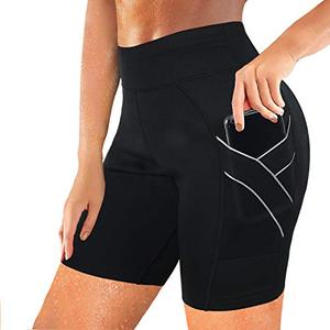 lot 3781 image: Rolewpy Sauna Sweat Shorts for Women Weight Loss Workout Pants Neoprene with Pocket Sport Capris (Black, L)