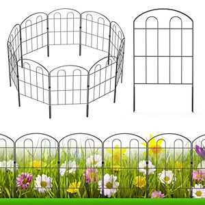 lot 3790 image: 28 Pack Decorative Garden Fence Outdoor 24in (H) x 30ft (L) Coated Metal RustProof Landscape Wrought Iron Wire Border Folding Patio Fences Flower Bed Fencing Animal Barrier Section Panels Decor