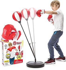 lot 3802 image: Whoobli Punching Bag for Kids Incl Boxing Gloves  3-10 Years Old Adjustable Kids Punching Bag with Stand  Boxing Bag Set Toy for Boys & Girls (Red White)