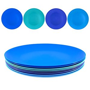 lot 3803 image: WEXINHAO 10 inch Plastic Plates Reusable, BPA Free, Microwave & Dishwasher Safe, Lightweight in Multicolors for Kitchen,Party,Outdoor Use(8 Pack)