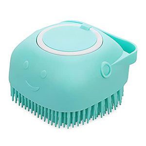 lot 4440 image: Molain Dog Cat Bath Brush Comb Silicone Rubber Dog Grooming Brush Silicone Puppy Massage Brush Hair Fur Grooming Cleaning Brush Soft Shampoo Dispenser (blue)