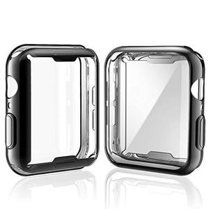 lot 4441 image: 2-Pack Julk 40mm Case for Apple Watch Series 6  SESeries 5  Series 4 Screen Protector, Overall Protective Case TPU HD Ultra-Thin Cover (1 Black1 Transparent)
