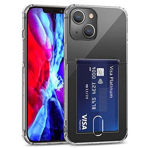 lot 4442 image: HSFTEC Clear Case Compatible with iPhone 13, 6.1 inch, Slim Fit Thin Protective Soft TPU Shock-Absorbing Wallet Case with Card Holder