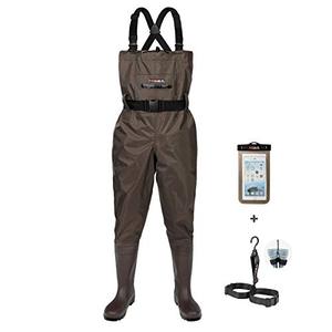 lot 4443 image: HISEA Upgrade Chest Waders Fishing Waders for Men with Boots Waterproof Lightweight Bootfoot Cleated 2-Ply NylonPVC