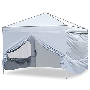 lot 4445 image: ONENESS Sidewall Sunwall for 10x10Ft Pop-up Straight Canopy Tent, 4 in 1 Panel Sunshade sidewalls with Zipper, Window and Velcro, White, Only Sidewall No Frame