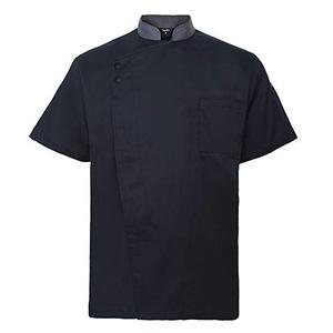 lot 4457 image: TOPTIE Unisex Short Sleeve Chef Coat Jacket, Black with Gray Collar
