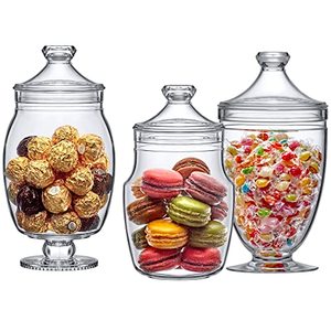 lot 4467 image: Amazing Abby - Keep - Acrylic Apothecary Jars (3-Piece Set), Plastic Jars with Lids, Bathroom Canisters, Vanity Organizers, Candy Buffet, Wedding Display, BPA-Free and Shatter-Proof