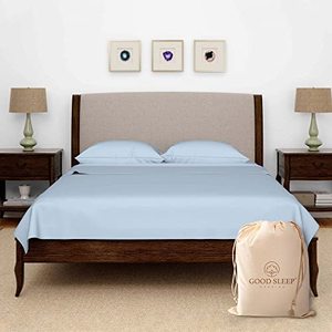 lot 4470 image: Alaskan King Sheets Set - 4 Piece, 100% Egyptian Cotton Alaskan King Bedding Set, Light Blue Alaskan King Bed Sheets Set, 600 Thread Count Alaskan King Size Sets, Long Staple Cotton Alaskan Bedding