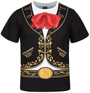 lot 4475 image: Funny World Charro Outfit Mexico Shirt for Kid, Large, Black