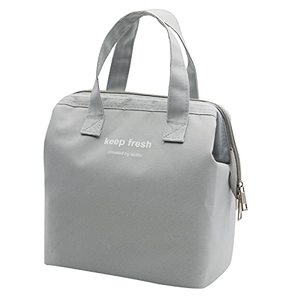 lot 4482 image: Mziart Insulated Lunch Bag Simple Bento Cooler Bag Lunch Tote Bag for Lunch Box for Women Men Adult Picnic Working Hiking Beach (Grey)