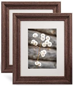 lot 4490 image: GraduationMall 8x10 Wood Picture Frames,Display Photos 5x7 with Mat or 8x10 Without Mat,Real Glass,Wall or Tabletop Display,Rustic Brown Set of 2