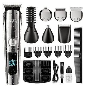 lot 4493 image: Brightup Beard Trimmer for Men - 18 Piece Beard Grooming Kit with Hair Clippers, Hair Trimmer, Electric Razor - IPX7 Waterproof Mustache, Face, Nose, Ear, Body Shavers - Mens Gifts, FK-8688T