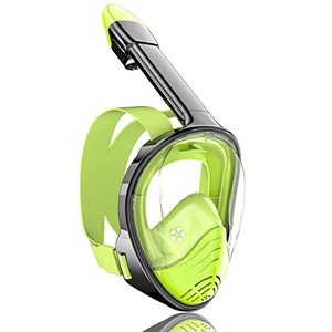 lot 4505 image: QingSong Full Face Snorkel Mask, Snorkeling Mask with Detachable Camera Mount, 180 Degree Panoramic View Anti-Fog Anti-Leak Snorkel Set for Kids & Adults