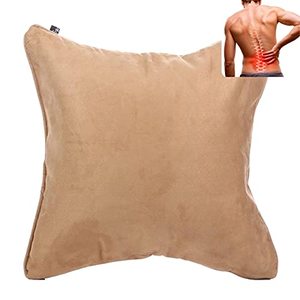 lot 4508 image: QiPillow - Pain Relieving Ergonomic & Orthopedic Back Lumbar & Posture Support Seat Throw Pillow for Chair, Couch, Bed (Camel)