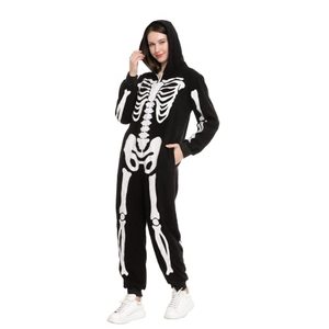 lot 4517 image: Spooktacular Creations Unisex Skeleton Family Matching Pajama Onesie for Women Halloween DressUp Party Role Playing Themed Parties Cosplay -L Black