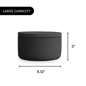 lot 4525 image: Iron Lily Home Decor Multipurpose Handmade Matte Cylinder Shape Concrete Candle Jar Holder, 14 oz. (Black)