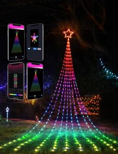lot 4529 image: Christmas Lights with Star Topper, 11.8FT Custom Draw LED Star String Lights, APP Control Bluetooth 48 Scenes RGB Color Changing Timer Waterproof for Outdoor Garden Yard Christmas Tree Decoration