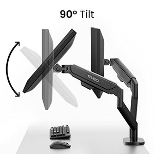 lot 4531 image: EVEO Premium Dual Monitor Stand 14-32in, Dual Monitor Mount VESA Bracket, Adjustable Height Gas Spring Monitor Stand for Desk Screen - Full Motion Dual Monitor Arm-Computer Monitor Stand for 2 Monitors