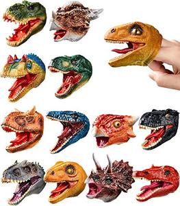 lot 4538 image: Geyiie Finger Puppets Toys, Kids Dinosaur Finger Dino Head Puppets Set Tyrannosaurus Triceratops Soft Rubber, Pinata Stuffers Goodie Bag Fillers Gifts Toys for Boy 12 Pack