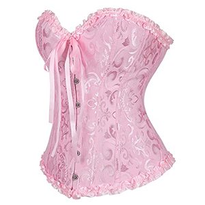 lot 4542 image: Corset Tops for Women Fashion Plus Size Flower Lace up Victorian Pink XL