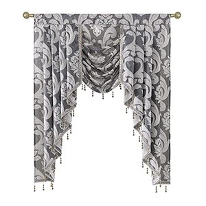 lot 4550 image: NAPEARL Grey Valances for Windows, Decorative Living Room Valances and Swags, Jacquard Kitchen Valance Curtains for Windows, Rod Pocket Top Window Treatments Valance ( 41-Inch Wide, 1 Panel )