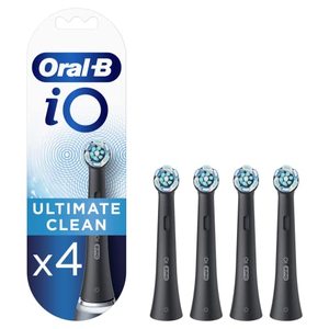 lot 4562 image: Oral-B iO Ultimate Clean Electric Toothbrush Head, Twisted & Angled Bristles for Deeper Plaque Removal, Pack of 4, Suitable for Mailbox, Black