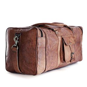 lot 4572 image: Leather Duffel Bag 32 inch Large Travel Bag Gym Sports Overnight Weekender Bag by Komal s Passion Leather (24 inch)