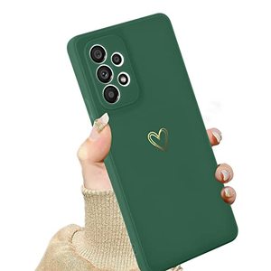 lot 4581 image: KANGHAR Case for Samsung Galaxy A53 5G Case Cute Love Heart Design Silicone Full Camera Lens Protection Shockproof Slim Protective Cover for Galaxy A53 5G,Green