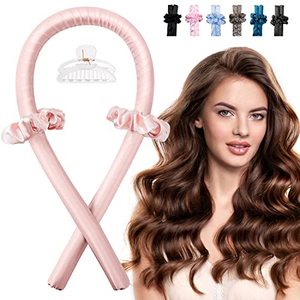 lot 4588 image: Heatless Hair Curling Rod Headband for Long Hair, No Heat Hair Curler Rollers Set can Sleep in Overnight, Satin Curl Ribbon Hair Wrap with Scrunchie and Hair Clips to Get Natural Waves Champagne
