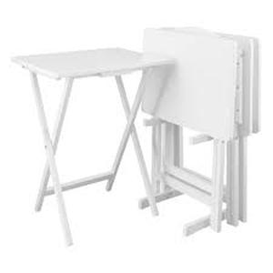 lot 3703 image: 5pcs Tray Table Set White